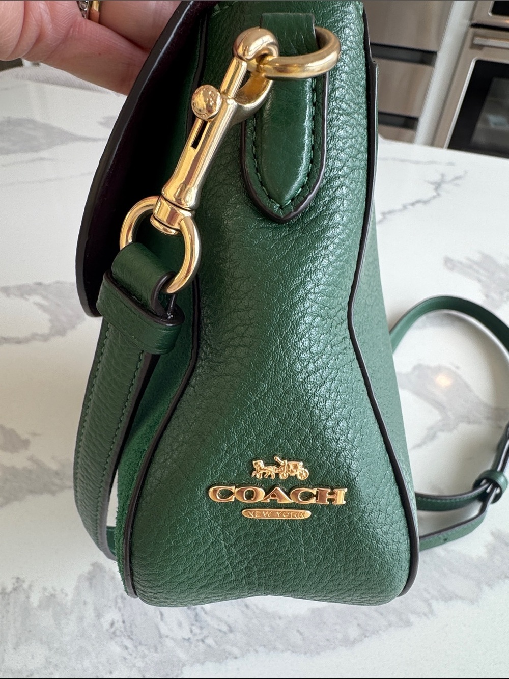 Coach Satchel Forest Green Pebbled Leather & Suede Marlie Top Handle Kelly - Picture 5 of 16